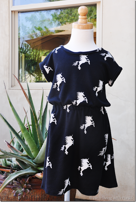 Unicorn dress with link to free 5T pattern