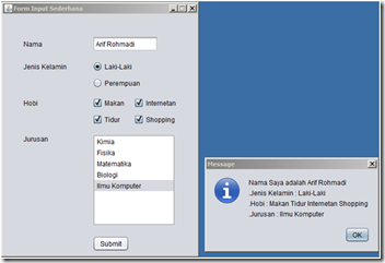 Form Sederhana dengan GUI Java Form Sederhana dengan GUI Java