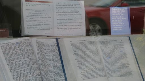 A display window outside of the Christian Science Reading Room urges passer byers to find the good God has for them. (Photo by: Kenrick Nobles)