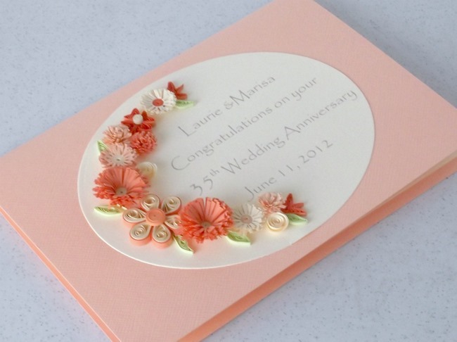 Quilling coral anniversary card
