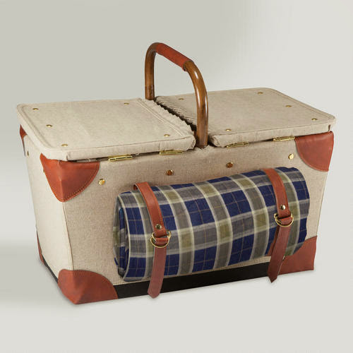 This rattan basket is covered in linen and leather for a sleek look. Plus, the attachable water-resistant blanket is quite convenient. $129.99, worldmarket.com. This rattan basket is covered in linen and leather for a sleek look. Plus, the attachable water-resistant blanket is quite convenient. $129.99, worldmarket.com.