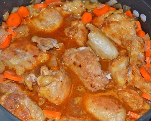 add chicken to pot