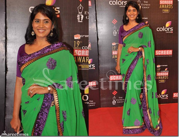 Konkana_Sen_Green_Georgette_Saree
