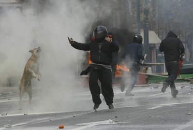 And his loyalty endures in the face of water cannons... And his loyalty endures in the face of water cannons...