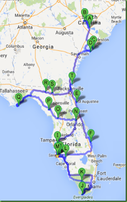 Winter 2014 Travel Map