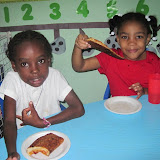 Benllina and Nicole think there is nothing better than pizza