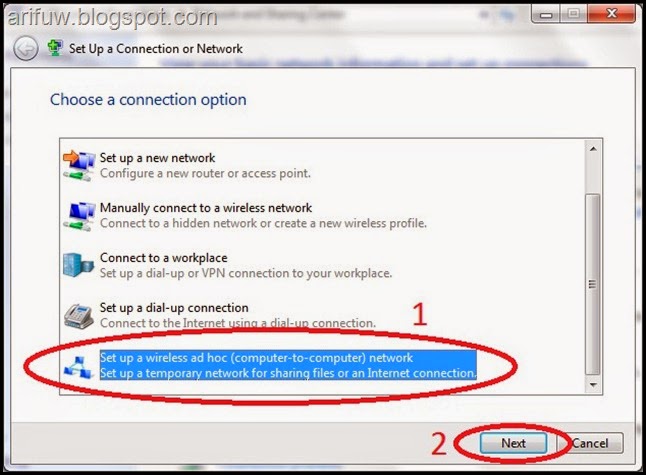 Setup a connection or network Setup a connection or network