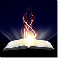 Bible with orange flame