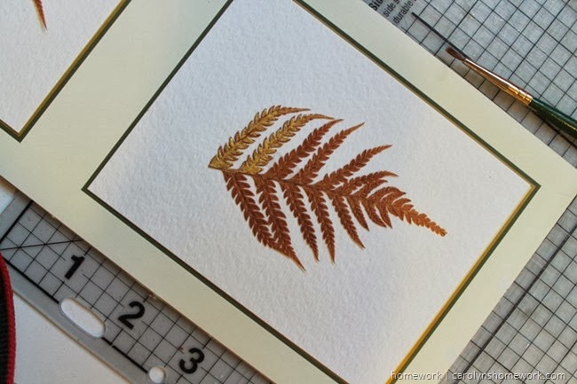 Gold Painted Pressed Ferns via homework | carolynshomework.com
