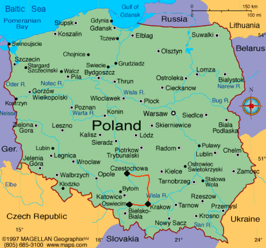 poland map krakow trip