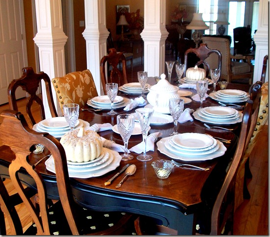 Alex photos & Bling White Pumpkin Tablescape 1603