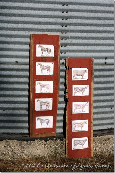 reclaimed barn board and antique farm animals