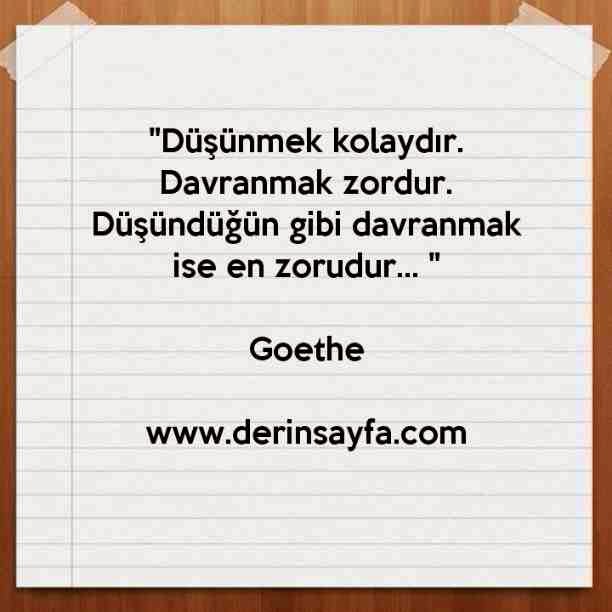 "Düşünmek kolaydır. Davranmak zordur. Düşündüğün gibi davranmak ise en