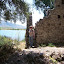 Barbara in front of the Roman ruins at Butrint, Albania.