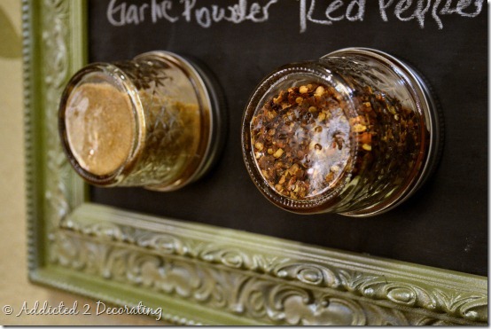 DIY project:  How to make a framed magnetic chalkboard spice rack