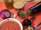 Ingredients for vegetarian picadillo.