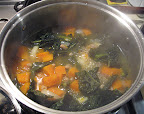 The main ingredients are in, and starting to cook. The main ingredients are in, and starting to cook.
