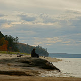 Cheri Enjoying Lake Superior / Minners Beach near Munising / Upper Michigan