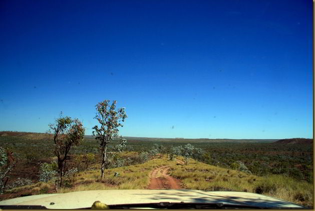 View from the dash driving through Gregory National Park, Northern Territory, Australia