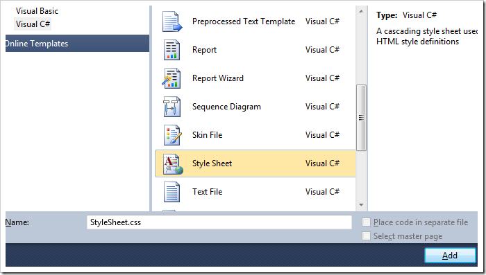 Add a Style Sheet file to the folder. Add a Style Sheet file to the folder.