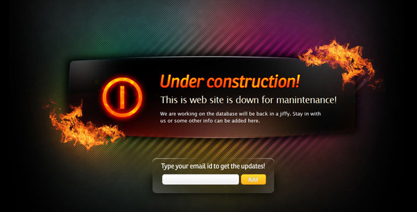 BurnOFF Under Construction XHTML CSS Template - Under Construction Specialty Pages