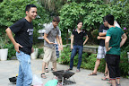 So great to see 7 men with one cook. Together they burn the fire to prepare the lunch.