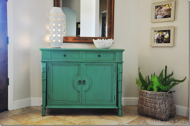 DIY Cabinet makeover using enamel paint and glaze