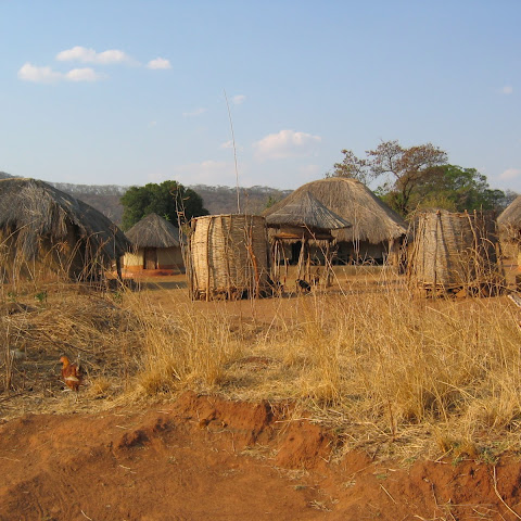 A typical, small rural village, showing various houses, granaries and stores.