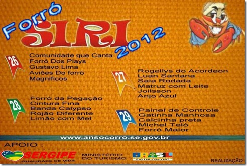 PROGRAMAÇÃO forro siri 2012