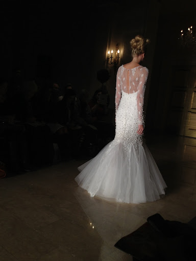 The back of this trumpet dress is super glam. Imagine what an amazing exit it would make.