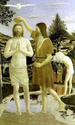 c0 The Baptism of Jesus Christ, by Piero della Francesca, 1449