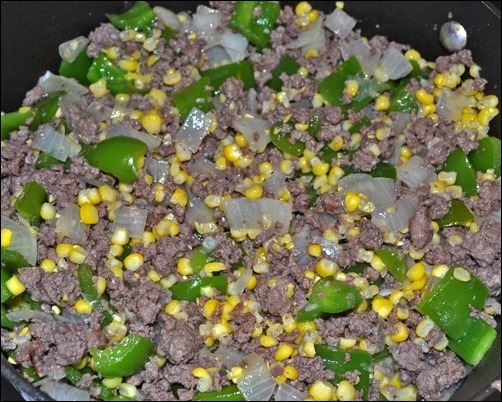 brown ground beef and veggies