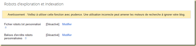 paramétrer robots d'exploration et indexation sur blogger blogspot