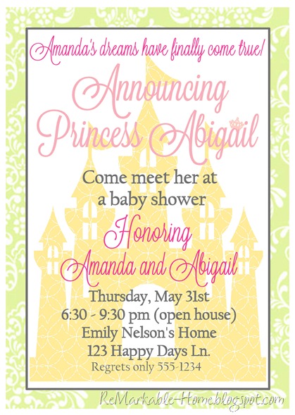 princess shower invitation blog copy