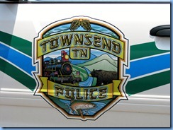 0204 Tennessee, Townsend - US-321 North - decal on Townsend Police car 0204 Tennessee, Townsend - US-321 North - decal on Townsend Police car