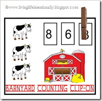 Click to download Barnyard Counting Clip-on FREE PRINTABLE from Living Life Intentionally