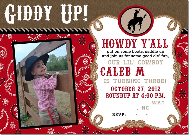 Giddy Up Lil' Cowboy Invitationb