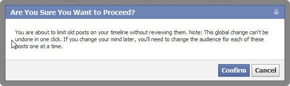 Facebook Timeline confirm limit audience old posts