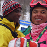 Jamaica's Errol Kerr competes at Lake Placid World Cup Ski Cross. JST fan Cliff Johnson is on site with Jamaica flag celebrating Kerr's 2nd place finish in the qualifier. Lake Placid New York