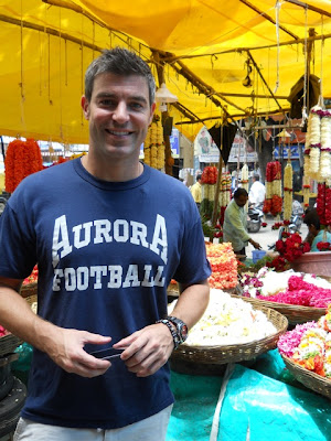 Jeff taking in the Gandhi Bazaar flower market