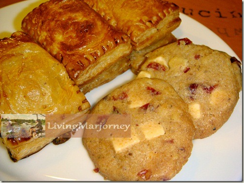 Chicken Alfredo Turnover and White Chocolate Cranberry Cookie