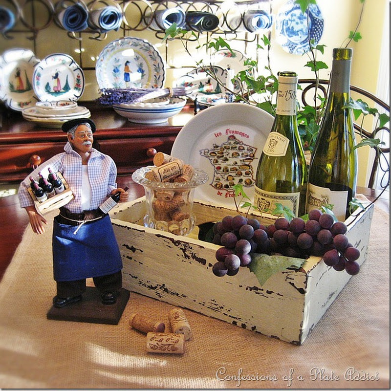 Rustic Wine Country Centerpiece Starring an Authenitc French Santon...from Goodwill!