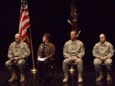 Lt. Col. Kevin J. Cruse, Mayor Sandra Johnson, Command Sgt. Major William P. Thayer, Chaplain Capt. Paul Weber
