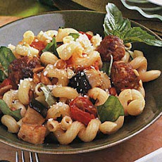 Pasta with Sausage, Eggplant and Basil