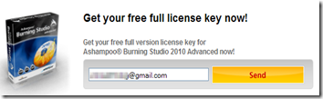 Ottenere licenza gratis Ashampoo Burning Studio 2010 Advanced