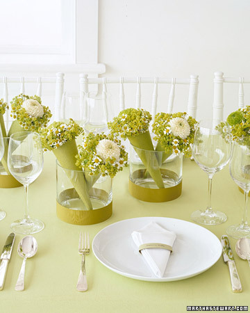 Do double duty by creating centerpieces that guests can also take home as 