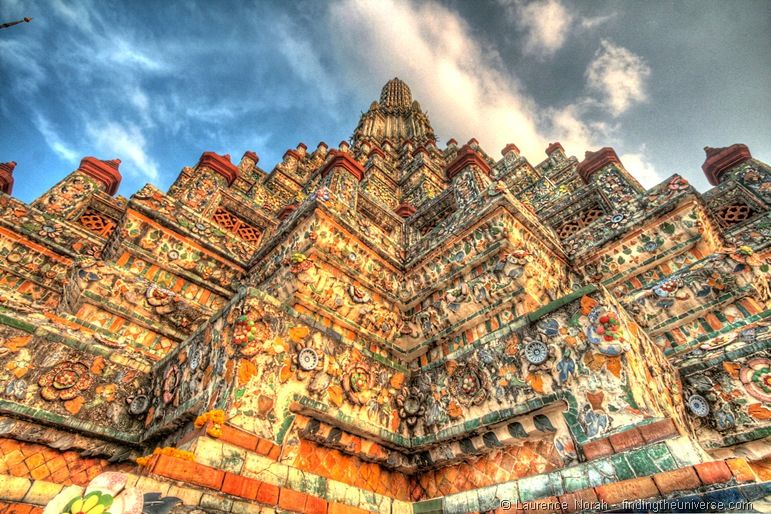 Wat Arun temple Thailand Bangkok sunset close up