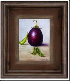 eggplant and peas framed