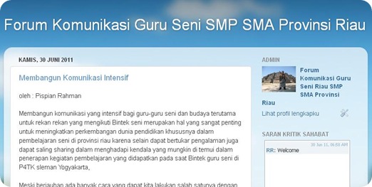 Forum Komunikasi Guru Seni Budaya SMP SMA Prov RIau