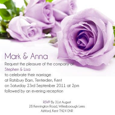 Purple Roses 3 Flat Invitation